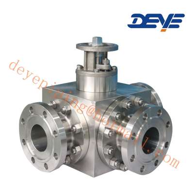 High Pressure Stainless Steel Carbon Steel 3-way flanged PN40 Ball Valve